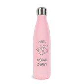 Butelka termiczna różowa z grawerem - DLA KRÓLOWEJ BALU
