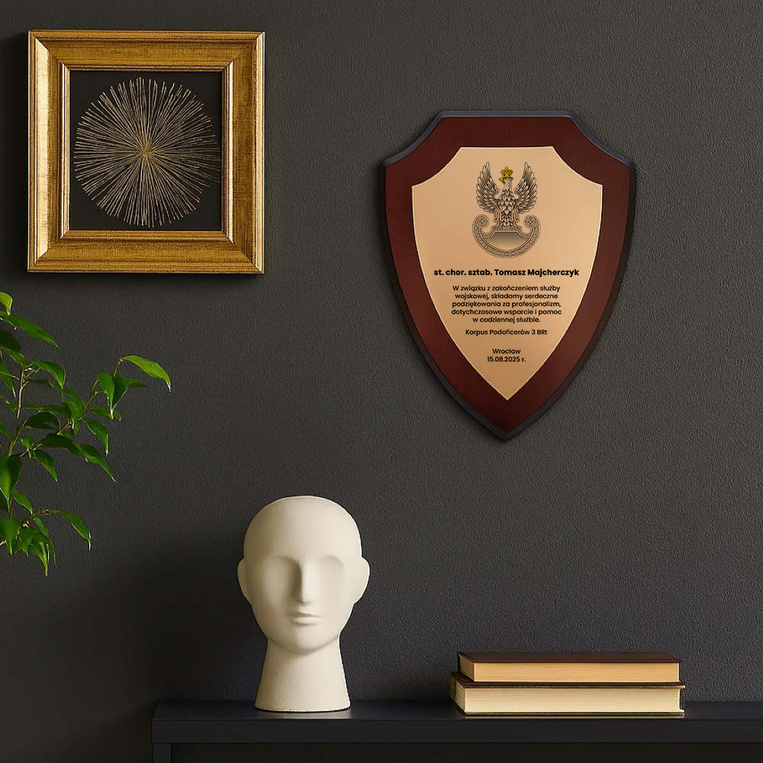Dyplom tarcza z orzełkiem wojskowym DLA ŻOŁNIERZA NA EMERYTURĘ