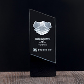 Statuetka 3D z grawerowanym uściskiem dłoni - Podziękowania firmowe