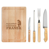 Zestaw przyborów do grilla z grawerowaną deską DLA FOTOGRAFA