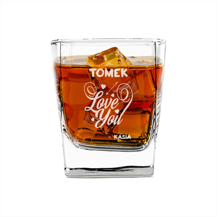 Szklanka do whisky z grawerem LOVE YOU + IMIĘ