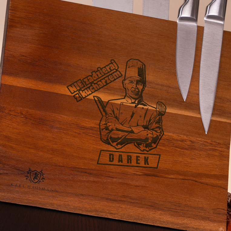 Zestaw noży z grawerowanym blokiem dla faceta – PREZENT Z HUMOREM na imieniny