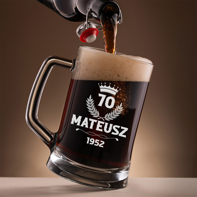 Kufel do piwa z grawerem na 70 URODZINY – wyjątkowy prezent
