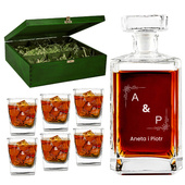 Grawerowana karafka + 6 szklanek w zielonej skrzynce – PREZENT POD CHOINKĘ