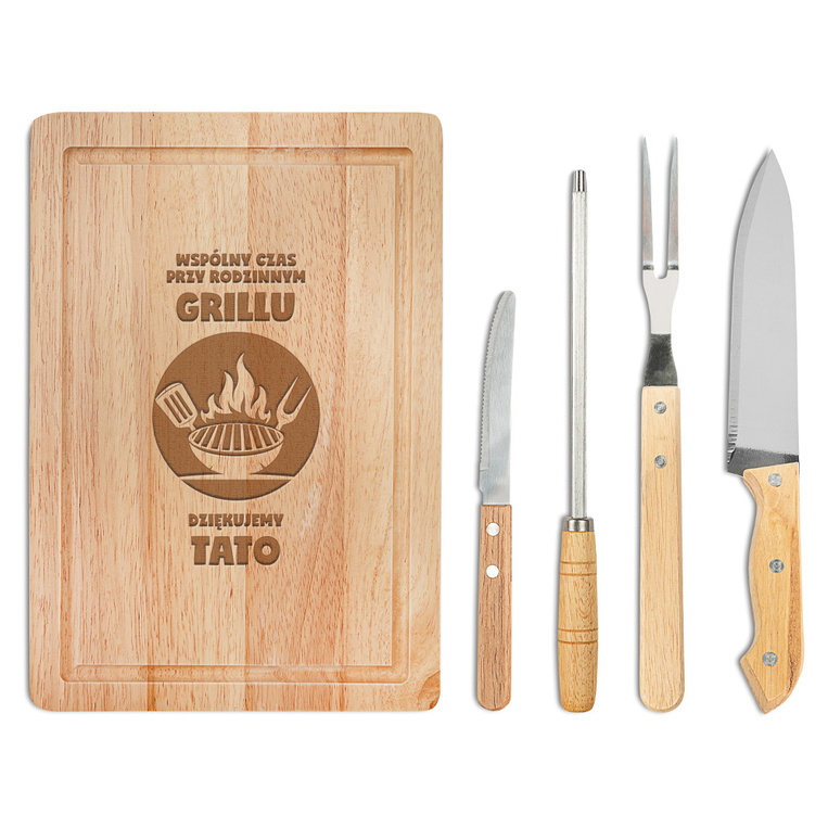 Zestaw do grilla z grawerowaną deską PODZIĘKOWANIA DLA TATY