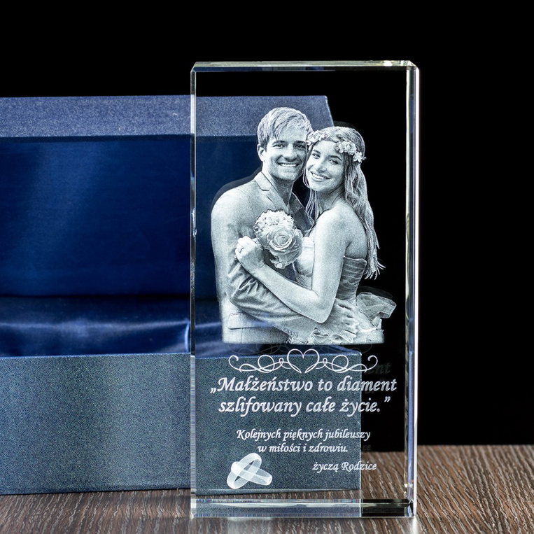 Fotokryształ 3D Zdjęcie w krysztale DLA PARY NA ROCZNICĘ 10 20 30 40 50
