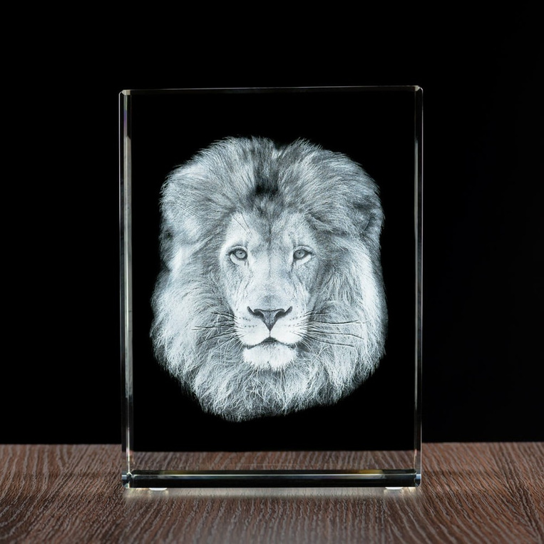Trójwymiarowe zdjęcie Lwa - duża Statuetka Firmowa Prezent dla Myśliwego