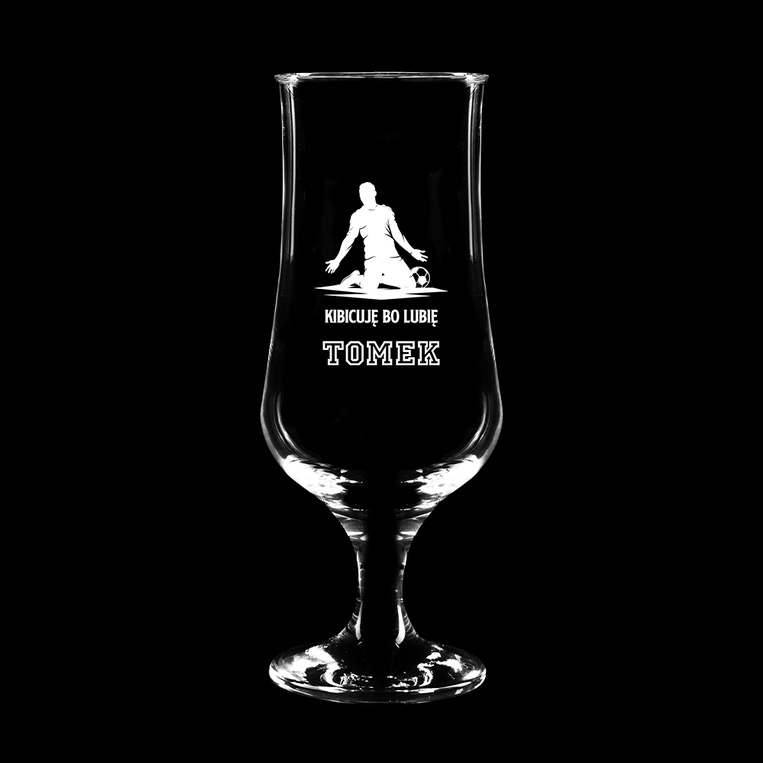 Szklanka do piwa z grawerem KIBICUJĘ BO LUBIĘ + IMIE