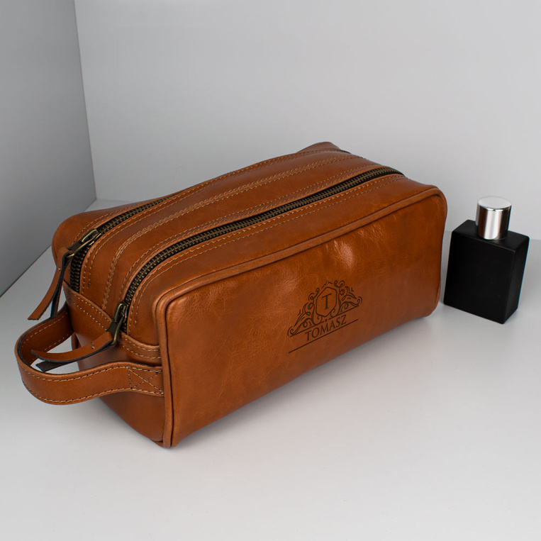 Personalizowana skórzana kosmetyczka GRAWER MONOGRAMU i IMIENIA