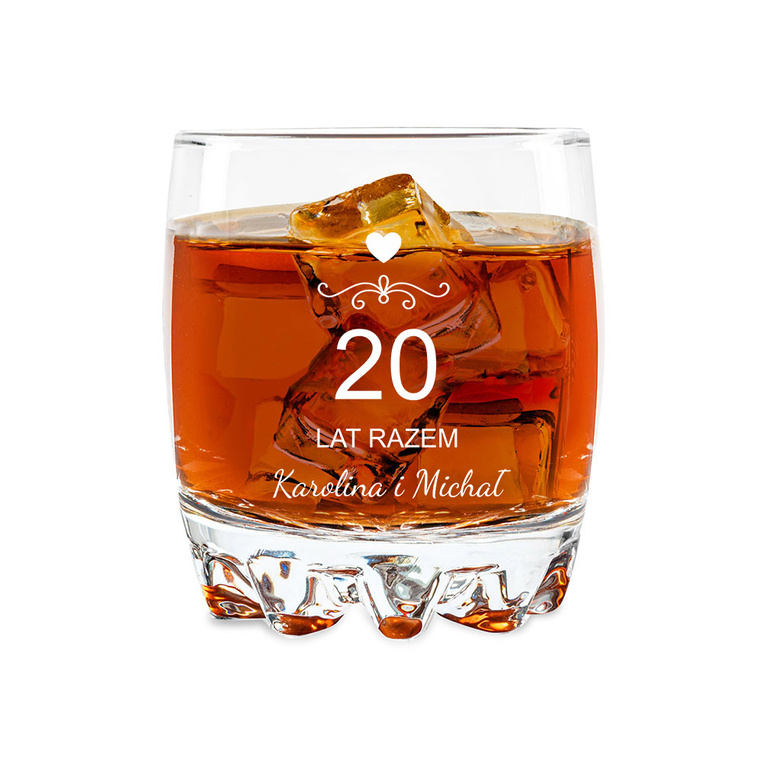 Szklanka do whisky z grawerem Z OKAZJI 20 ROCZNICY ŚLUBU