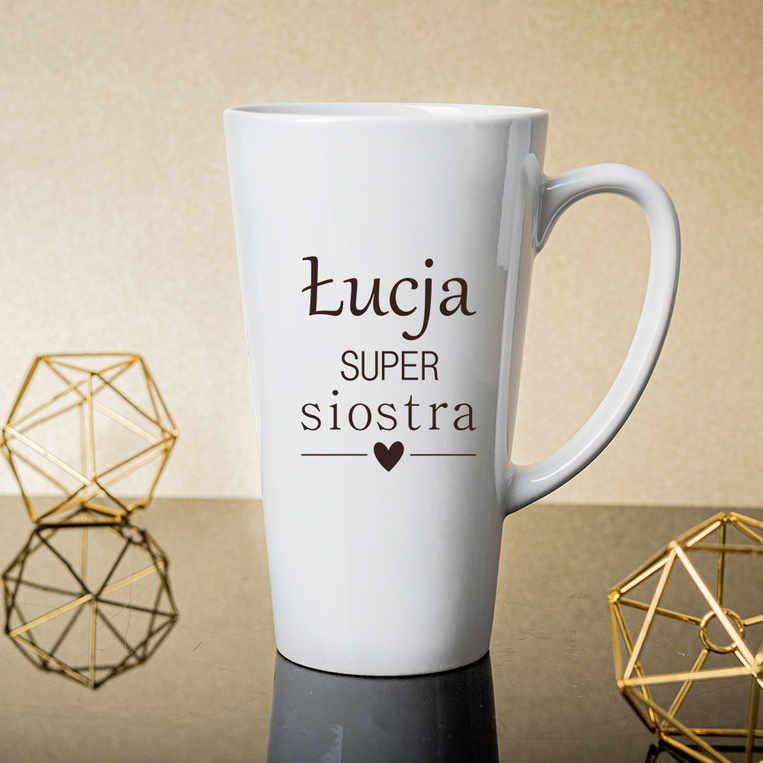 Kubek Latte duży z nadrukiem DLA SUPER SIOSTRY + IMIĘ