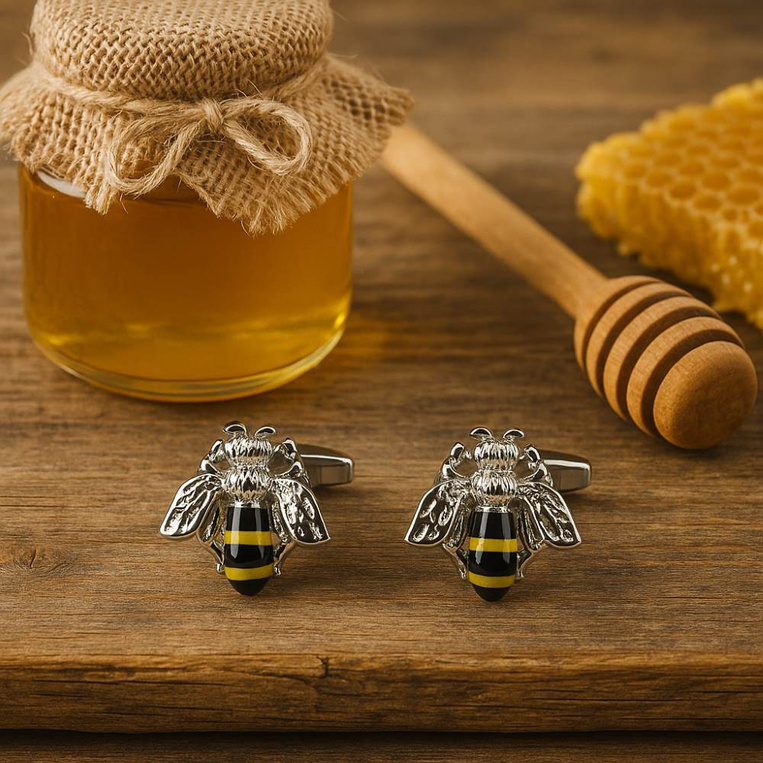 Spinki do mankietów PSZCZOŁA – prezent DLA PSZCZELARZA APIOLOGA