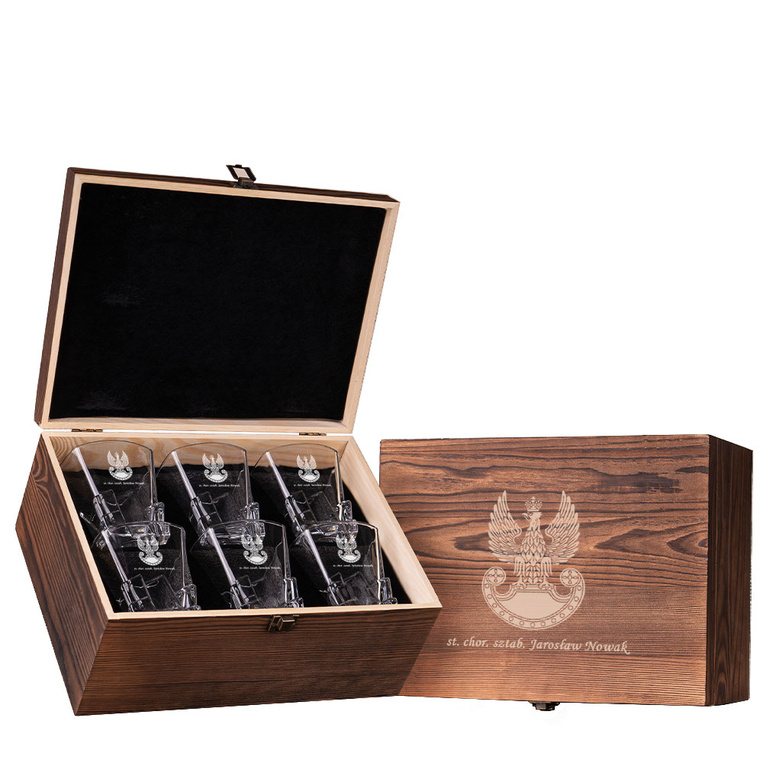 Komplet 6 Szklanek Lodowych z grawerem wojskowym – ZESTAW DLA ŻOŁNIERZA