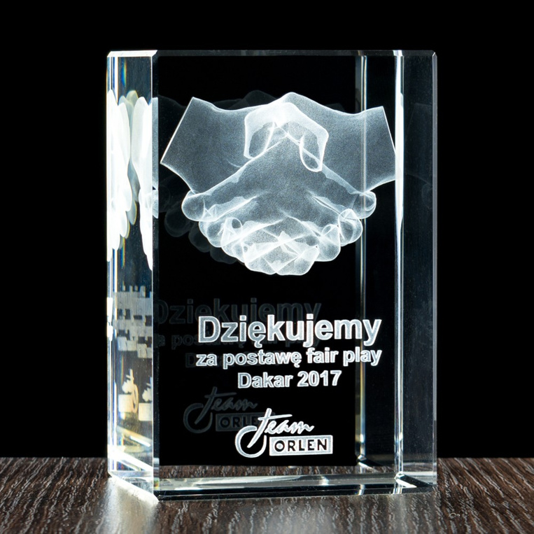 Biznesowa Statuetka 3D Podziękowania za współpracę Logo firmowe Grawer