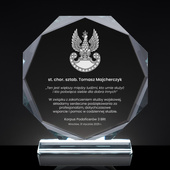 Szklana statuetka z grawerem – DLA ŻOŁNIERZA NA ZAKOŃCZENIE SŁUŻBY