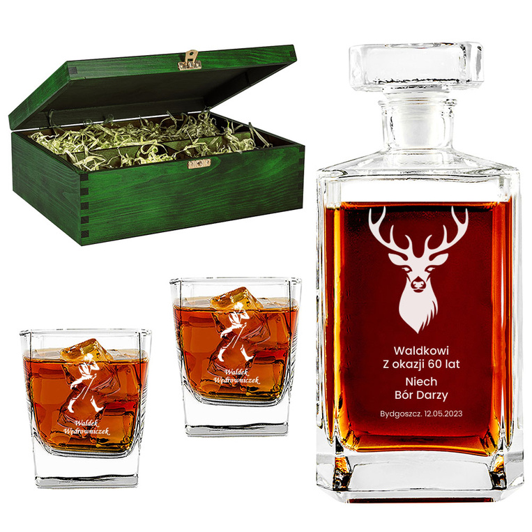 Grawerowany zestaw do whisky – prezent na 60tkę DLA FANA JASIA WĘDROWNICZKA