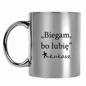 Kubek z nadrukiem BIEGAM BO LUBIĘ + IMIĘ prezent dla biegacza