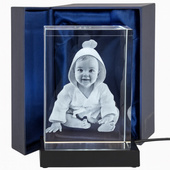 Duży fotokryształ 3D ze zdjęciem dziecka – chrzest, roczek, komunia