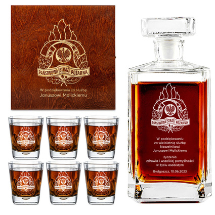 Personalizowany zestaw Karafka + 6 Szklanek PODZIĘKOWANIA DLA STRAŻAKA