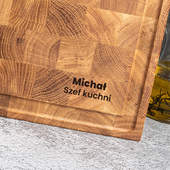 Deska dębowa sztorcowa z grawerem "Szef Kuchni" + imię