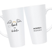 Kubek Latte duży z nadrukiem ANIOŁA NIE KOBIETA + IMIĘ i NAZWISKO