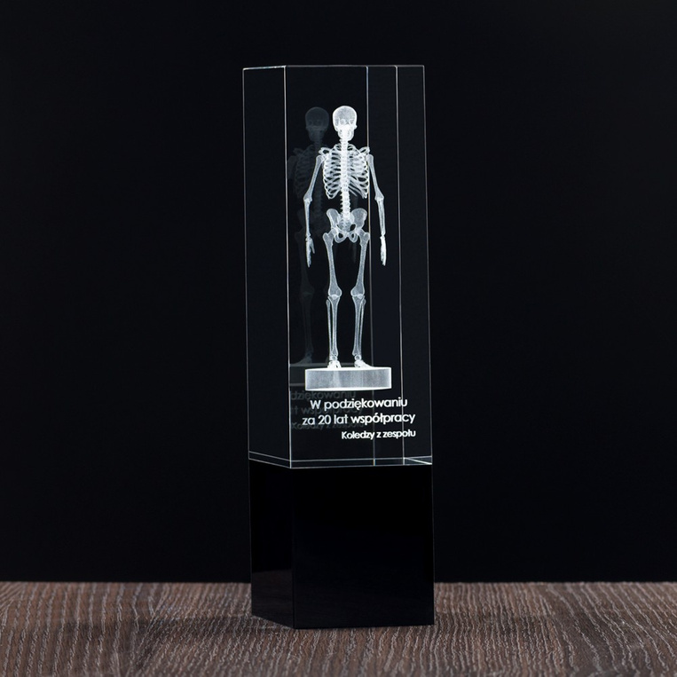 SZKIELET 3D grawer w statuetce Twoja dedykacja Upominek Dla Współpracownika
