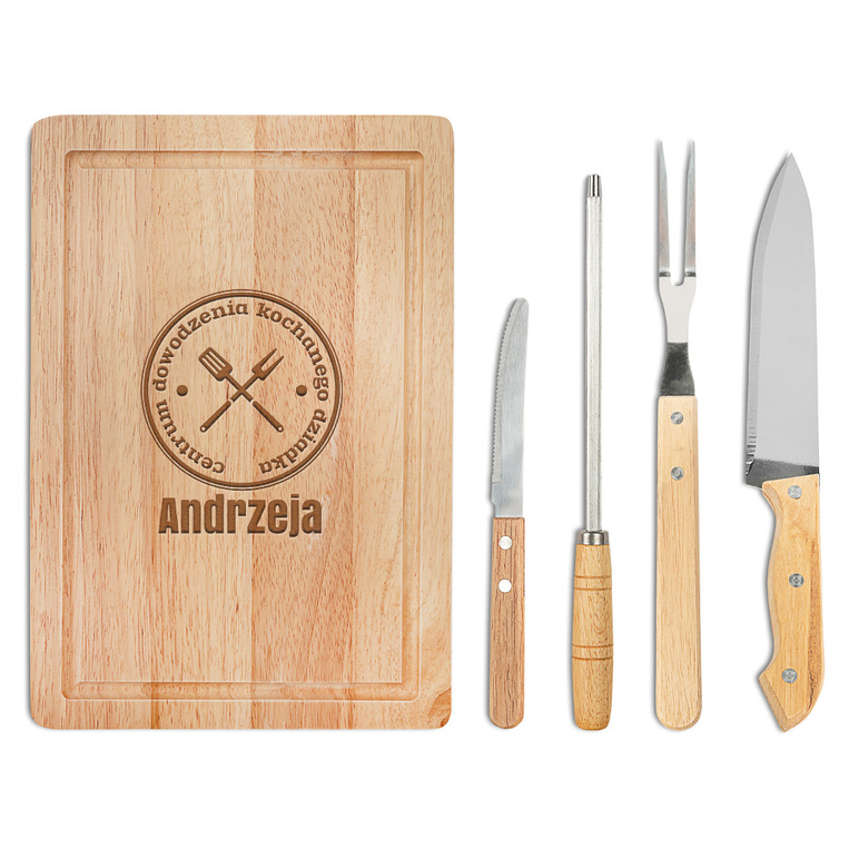 Zestaw do grilla z grawerowaną deską DLA KOCHANEGO DZIADKA