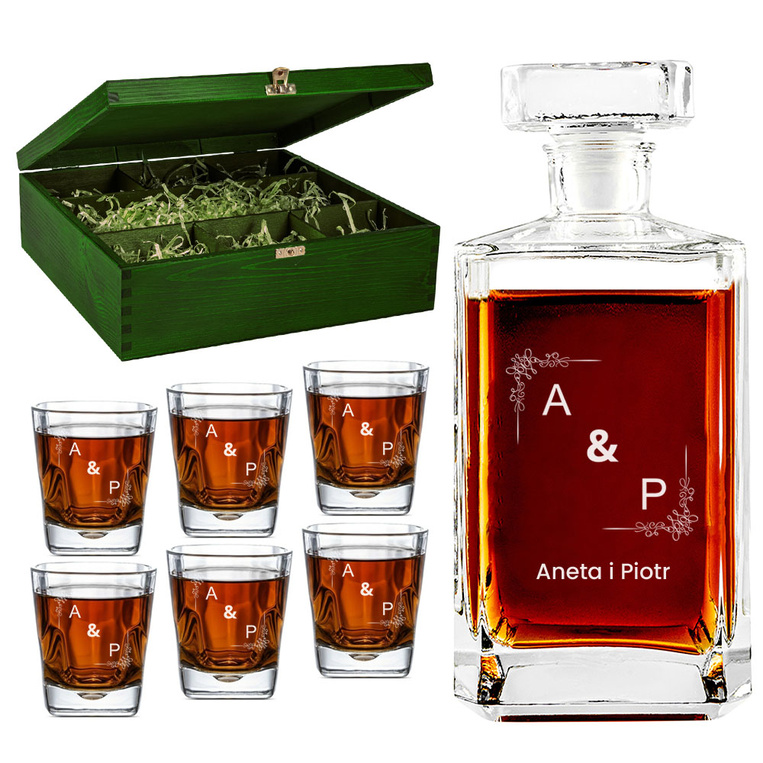 Personalizowana karafka z 6 szklankami w skrzynce PREZENT NA ŚWIĘTA