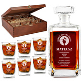 Grawerowana KARAFKA I 6 SZKLANEK w skrzynce na PREZENT NA IMIENINY