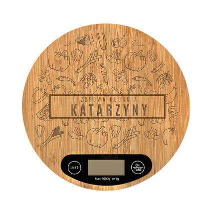 Waga kuchenna z grawerem ZDROWA KUCHNIA KATARZYNY twoja personalizacja