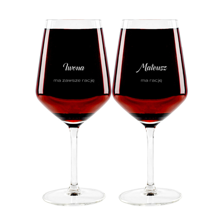 2 kieliszki z imionami dla pary na prezent MA RACJĘ