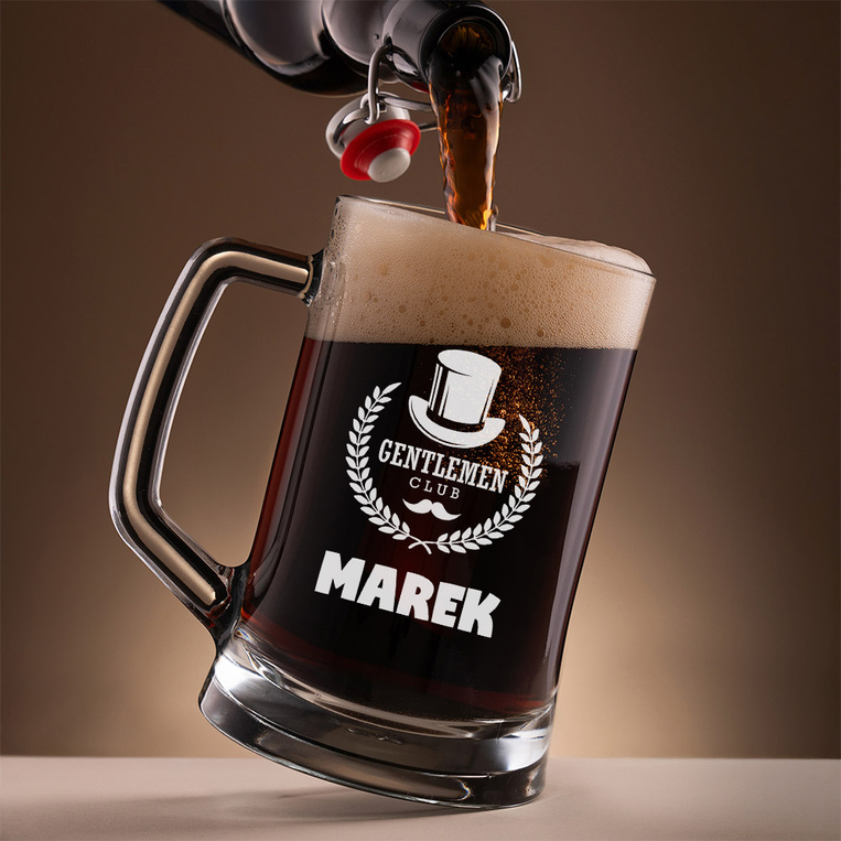 Kufel grawerowany GENTLEMEN CLUB + IMIĘ na prezent dla faceta z klasą