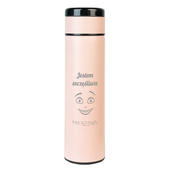 Personalizowana różowa butelka termiczna z grawerem "JESTEM SZCZĘŚLIWA" + imię