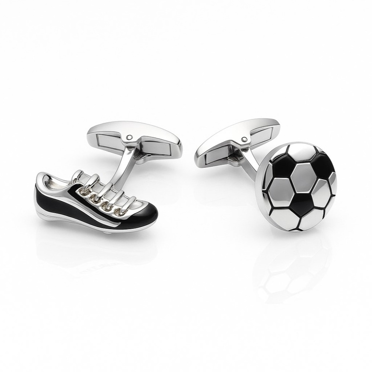 Spinki do mankietów PIŁKA I BUT PIŁKARSKI – prezent DLA PIŁKARZA I TRENERA