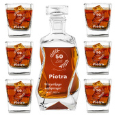 Karafka łamana z 6 szklankami PREZENT NA 50 URODZINY