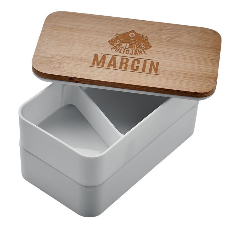Personalizowany Lunch box biały z grawerem DLA POLICJANTA