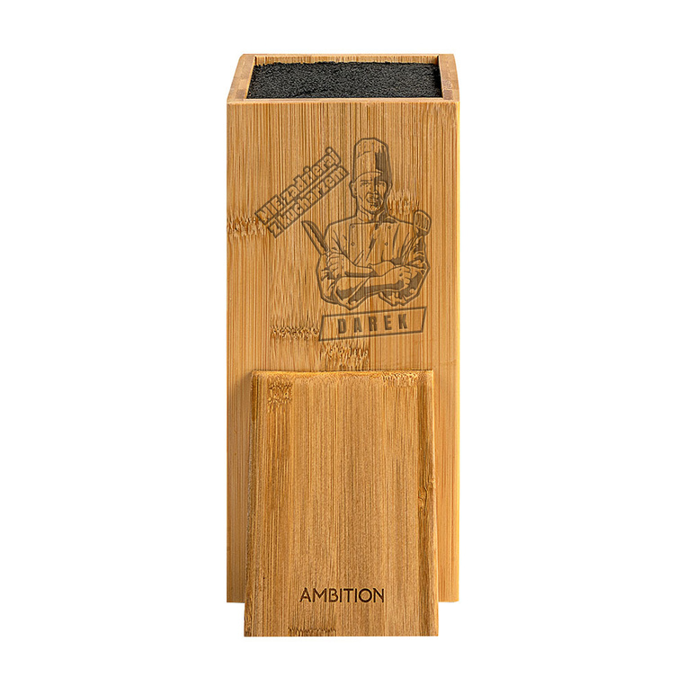 Blok na noże z Twoim grawerem dla KUCHARZA na prezent dla NIEGO