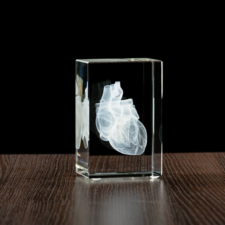 SERCE 3D - grawer w szkle STATUETKA MEDYCZNA PODZIĘKOWANIE