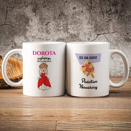 Kubek z nadrukiem na PODZIĘKOWANIA DLA ŚWIADKOWEJ