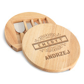 Personalizowana deska z nożami do serów GRAWER - EMERYT + IMIĘ dla odchodzącego na emeryturę - czysta