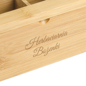 Pudełko bambusowe na herbatę z grawerem IMIENINY URODZINY dla niej