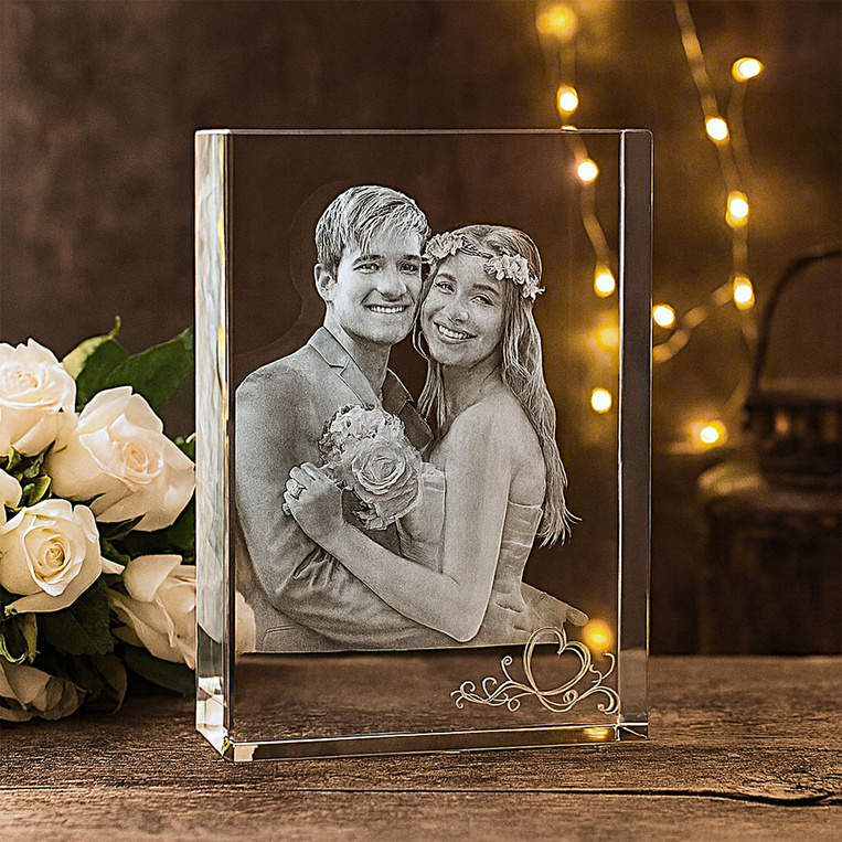 Fotokryształ 3D olbrzymi - 200x270x100 mm - zdjęcie pary osób Ślub Rocznica