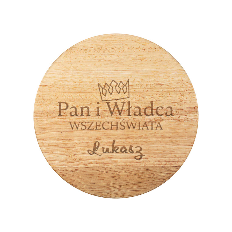 GRAWEROWANA deska do serów z nożami PAN I WŁADCA WSZECHŚWIATA + IMIĘ na IMIENINY URODZINY