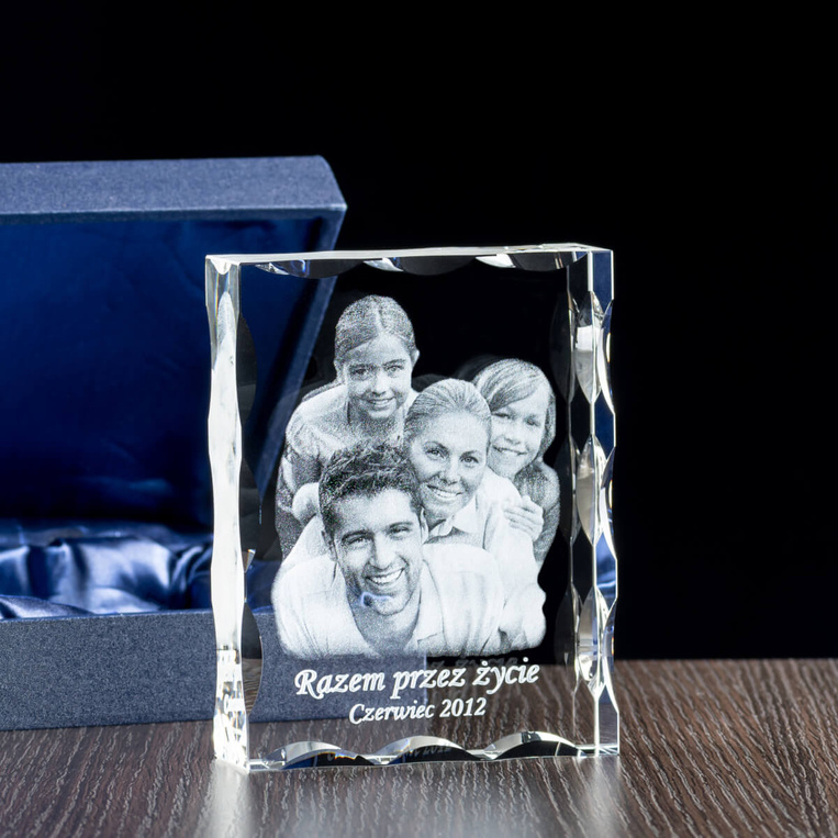 Fotolampka – fotokryształ 2D z pamiątkowym zdjęciem i dedykacją na LED