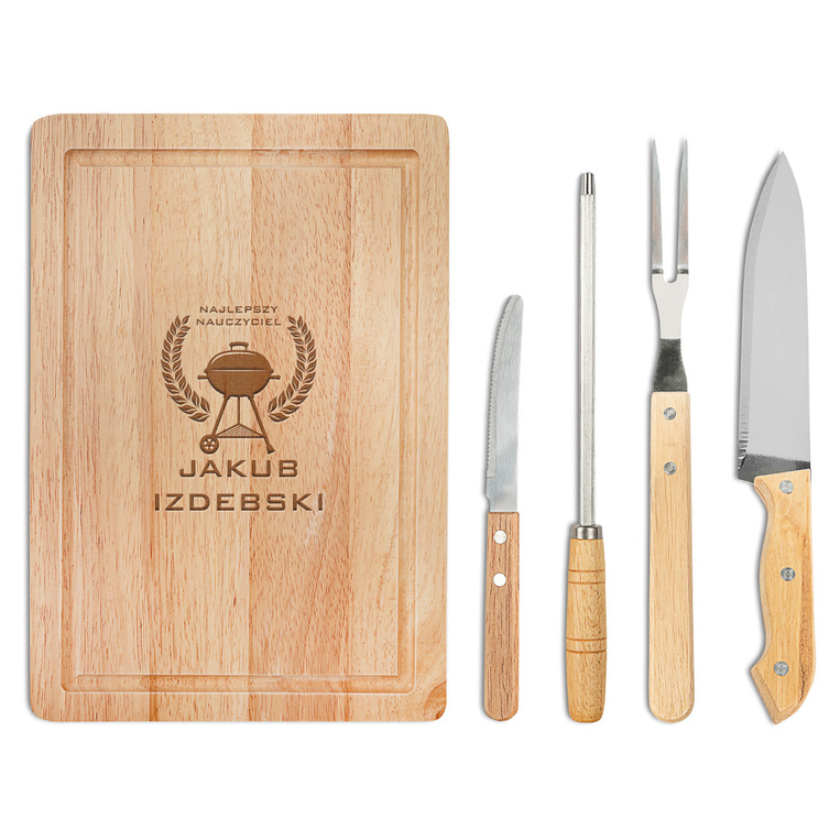 Zestaw do grilla na prezent DLA NAJLEPSZEGO NAUCZYCIELA z grawerem