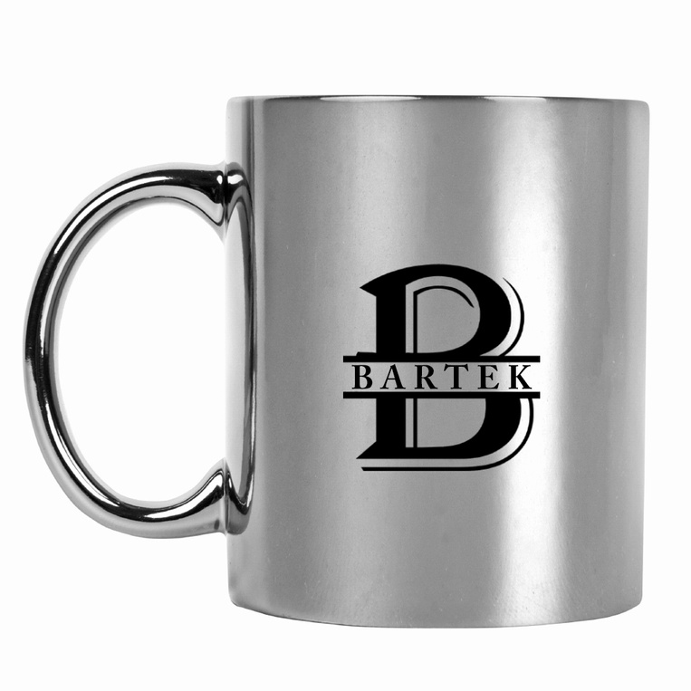 Kubek srebrny z nadrukiem MONOGRAM + IMIĘ prezent DLA NIEGO