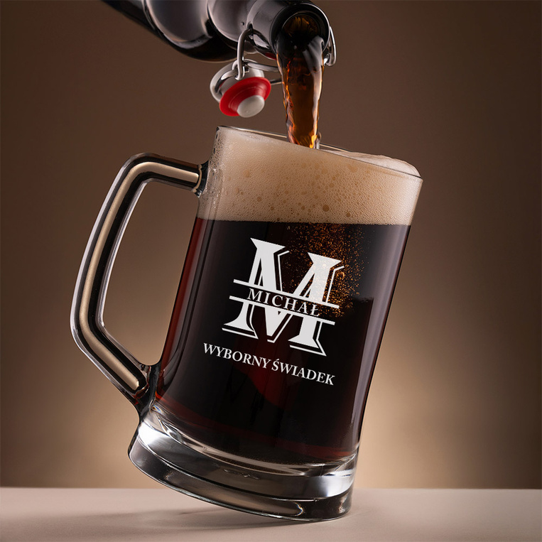 Kufel do piwa z grawerem DLA ŚWIADKA – imię i „Wyborny Świadek”