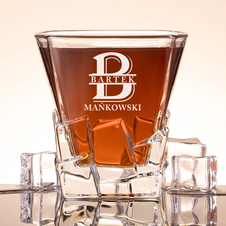 Zestaw Lodowy do whisky z grawerem – MONOGRAM, IMIĘ I NAZWISKO dla niego