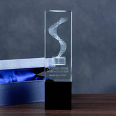 Nagroda za OSIĄGNIĘCIA BIZNESOWE - schody 3D w szklanej statuetce