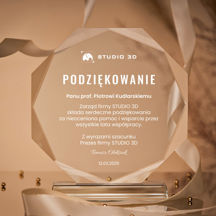 Statuetka z grawerem – PODZIĘKOWANIE ZA WSPÓŁPRACĘ od firmy, instytucji